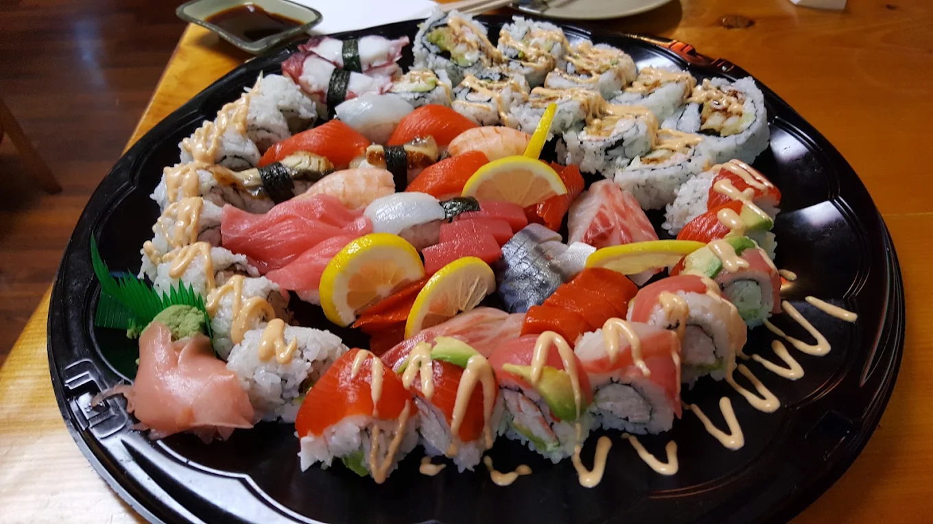 Chef's grand platter with assorted sushi, sashimi and rolls